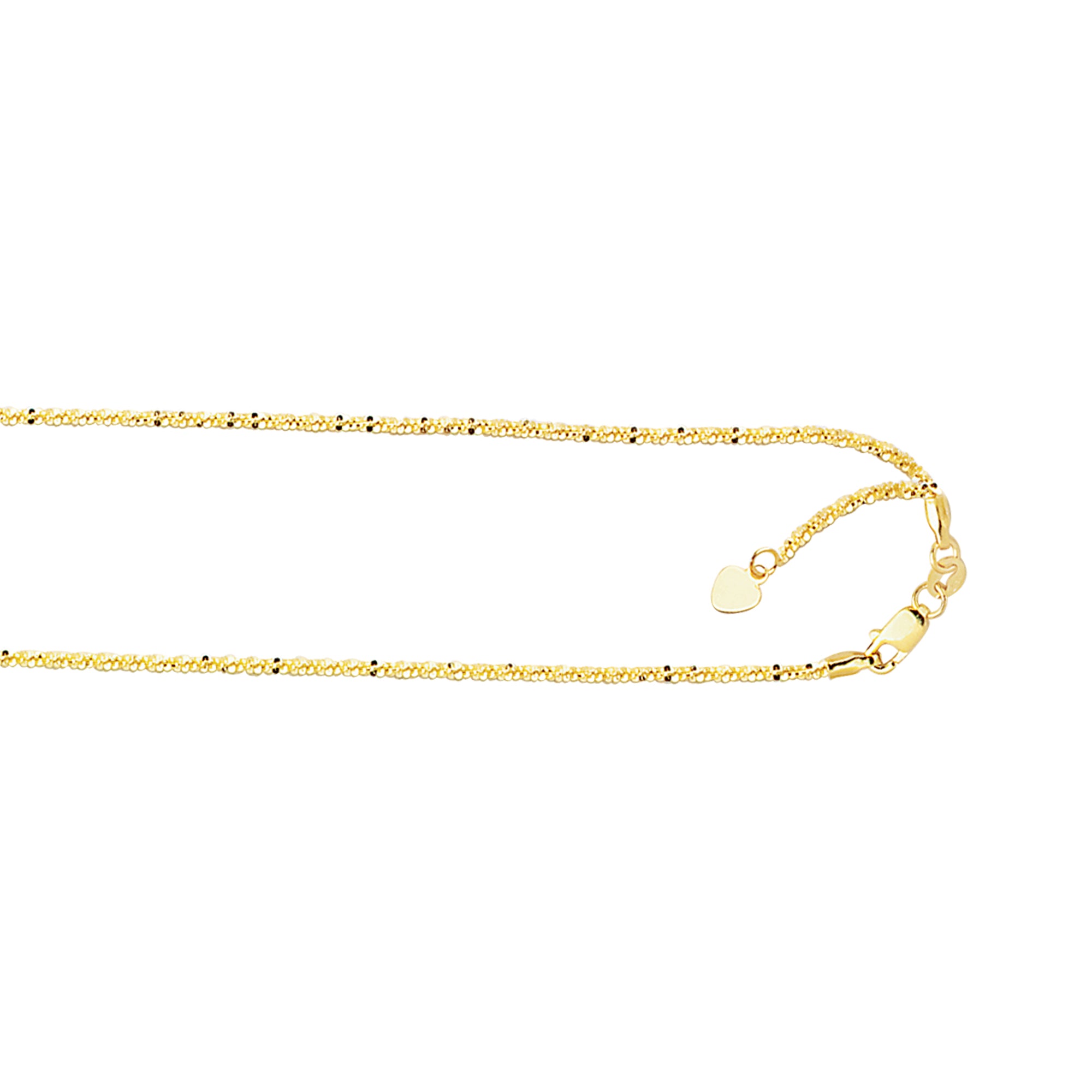 10K Gold 1.2mm Adjustable Sparkle Chain