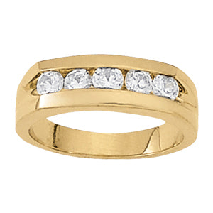 Mens 5-Stone Round Diamond Channel Ring