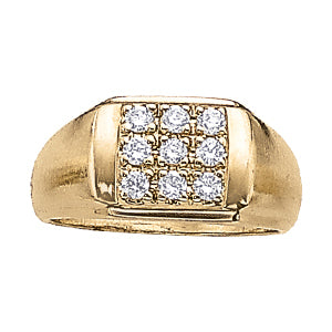18K White Gold Round Diamond Mens Ring