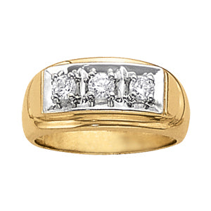 3 Stone Round Diamond Mens Ring