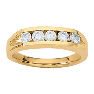 Mens 5-Stone Round Diamond Channel Ring
