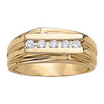 Mens 5-Stone Round Diamond Channel Ring