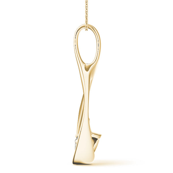 14K Yellow Gold Round Diamond Solitaire Pendant