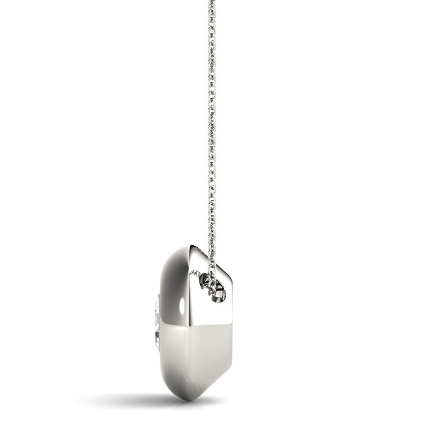14K White Gold 1ct Round Diamond Pendant Necklace