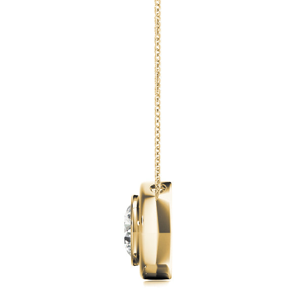 14K Yellow Gold 1ct Round Diamond Pendant