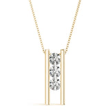 14K Yellow Gold 1ct Diamond 3-Stone Pendant