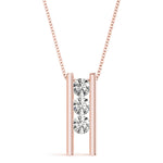 14K Rose Gold 1 CT Diamond 3-Stone Pendant
