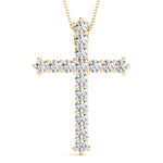 14K Yellow Gold Diamond Cross Pendant