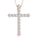 Rose Gold 1 CT Diamond Cross Pendant Necklace