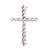 Rose Gold 1 CT Diamond Cross Pendant Necklace