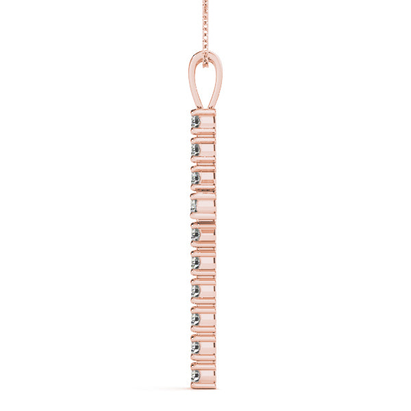 14K Rose Gold Diamond Cross Pendant