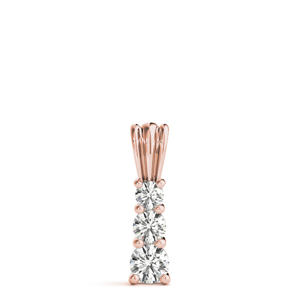 Rose Gold 0.75 CT Round Diamond Three-Stone Pendant