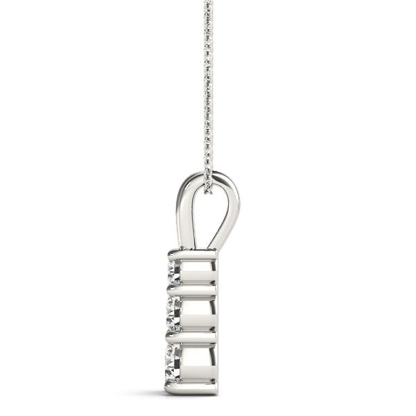 Platinum 1 CT Round Diamond Three Stone Pendant
