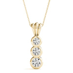 14K Yellow Gold Round Diamond Three-Stone Pendant