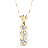 14K Yellow Gold Round Diamond Three-Stone Pendant