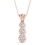 14K Rose Gold Diamond Three-Stone Pendant