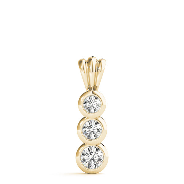 14K Yellow Gold Round Diamond Three-Stone Pendant