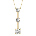 14K Yellow Gold 1 CT Diamond Three Stone Pendant
