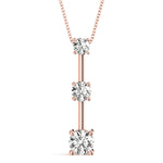 14K Rose Gold 1 ct Diamond Three-Stone Pendant Necklace