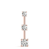 14K Rose Gold 1 ct Diamond Three-Stone Pendant Necklace