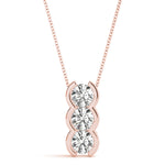 14K Rose Gold 1 CT Diamond 3-Stone Pendant