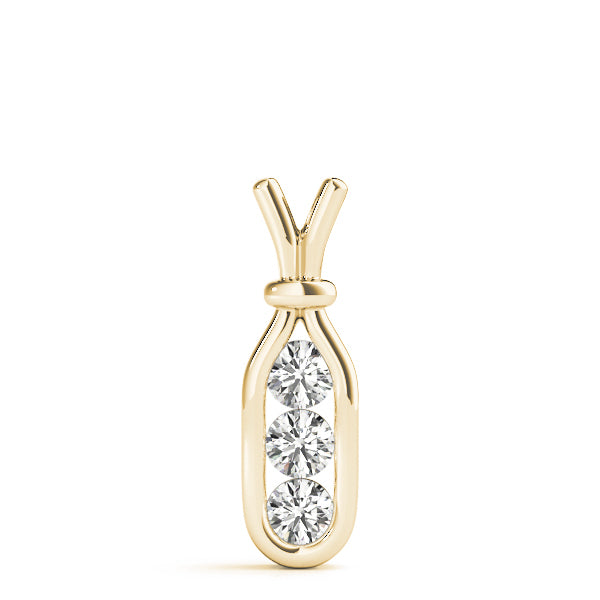 14K Yellow Gold 3-Stone Diamond Pendant