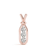 14K Rose Gold Diamond 3-Stone Pendant Necklace