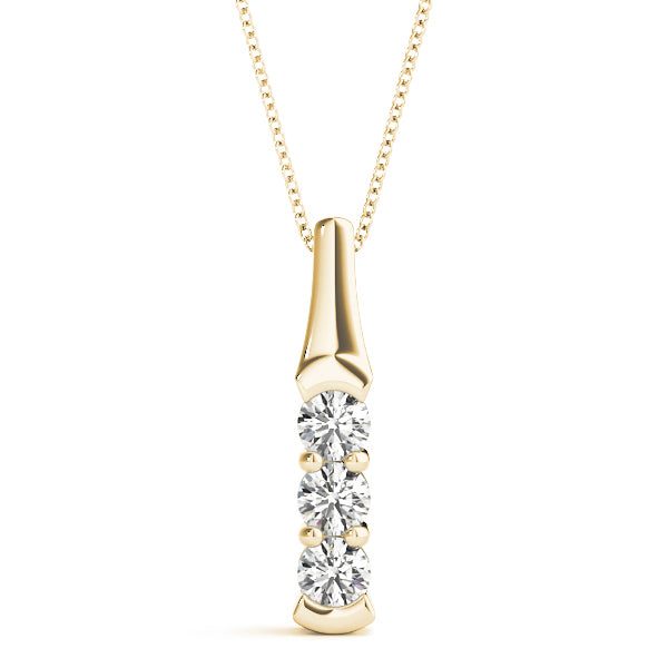 14K Yellow Gold 3-Stone Diamond Pendant