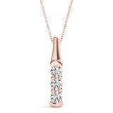 14K Rose Gold 1 CT Diamond 3-Stone Pendant
