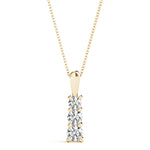 14K Yellow Gold Diamond Three Stone Pendant Necklace