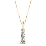 14K Yellow Gold Diamond Three Stone Pendant Necklace