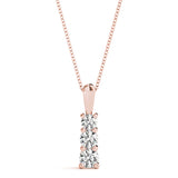 14K Rose Gold Diamond Three Stone Pendant Necklace