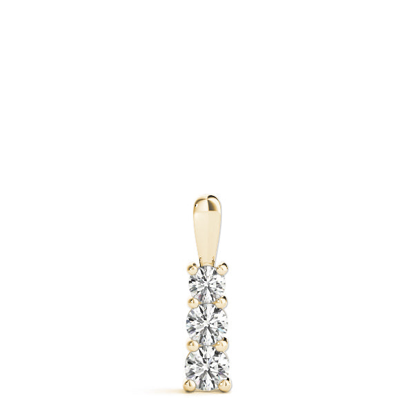 14K Yellow Gold Diamond Three Stone Pendant Necklace