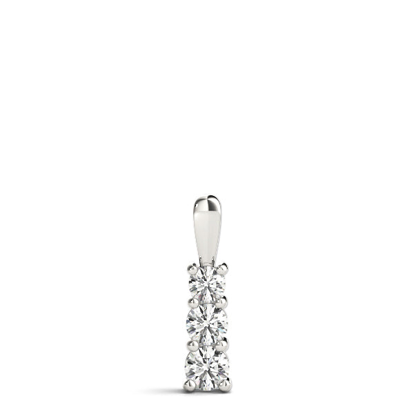 Round Diamond 3-Stone Pendant Necklace