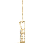 14K Yellow Gold Diamond Three Stone Pendant Necklace