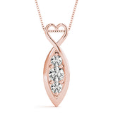 14K Rose Gold 1/2 CT Diamond Three-Stone Pendant