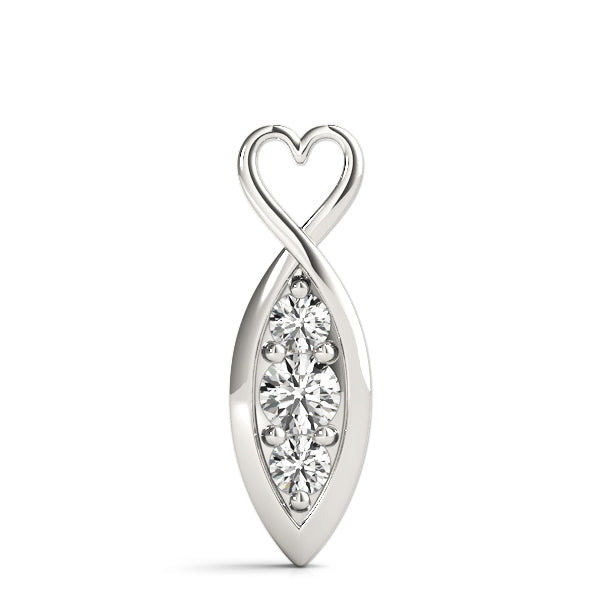 18K White Gold Round Diamond Three-Stone Pendant