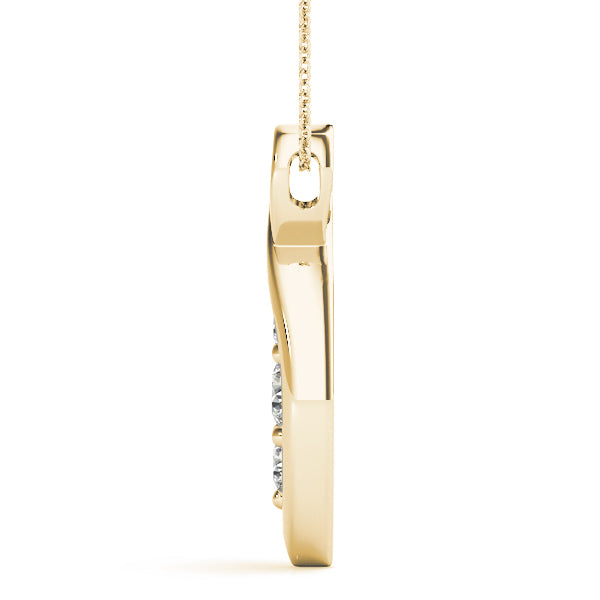 14K Yellow Gold Round Diamond Three-Stone Pendant