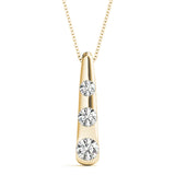 14K Yellow Gold 1/2 ct Diamond Three-Stone Pendant