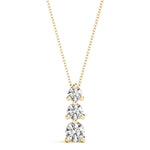 14K Yellow Gold Round Diamond 3-Stone Pendant