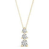 14K Yellow Gold Round Diamond 3-Stone Pendant