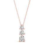 14K Rose Gold 1 CT Diamond Three-Stone Pendant