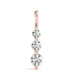 14K Rose Gold 1 ct Diamond Three-Stone Pendant Necklace