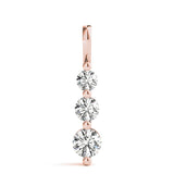14K Rose Gold 1 ct Diamond Three-Stone Pendant Necklace