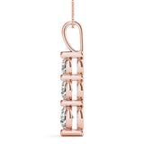 14K Rose Gold 1 ct Diamond Three-Stone Pendant Necklace