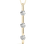 14K Yellow Gold 1 CT Diamond 3-Stone Pendant