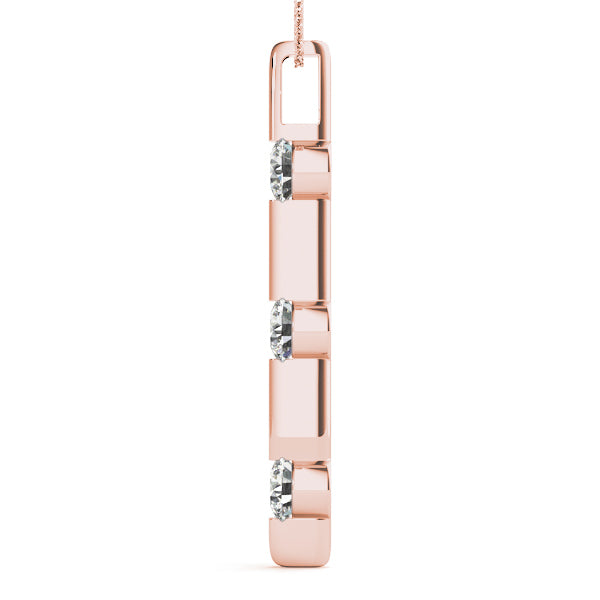 14K Rose Gold 1 ct Diamond 3-Stone Pendant