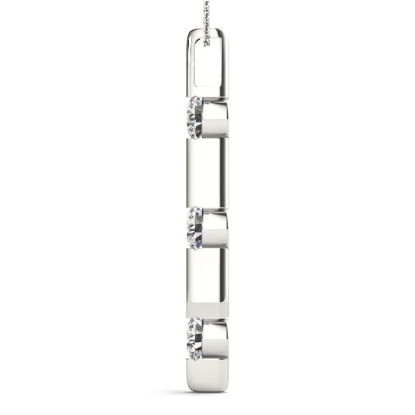 Round Diamond 3-Stone Pendant Necklace