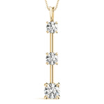 14K Yellow Gold 1 CT Diamond Three Stone Pendant