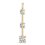 14K Yellow Gold 1 CT Diamond Three Stone Pendant